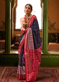 Monjolika Fashion Silk Patola Print Navy Blue Traditional Saree - Distacart