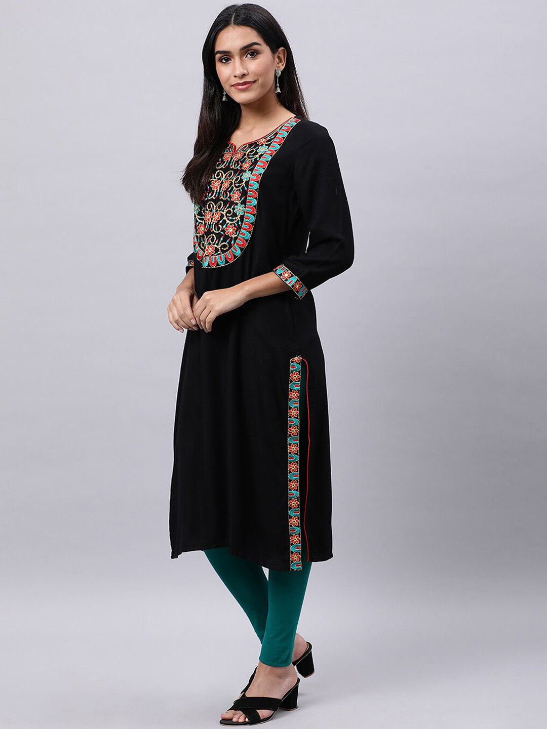 Souchii Women Ethnic Motifs Yoke Design Mirror Work Beautiful Kurta - Distacart