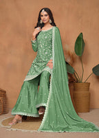 Monjolika Fashion Light-Green Color Embroidered Santoon Chinnon Salwar Suit - Distacart