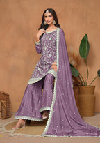 Monjolika Fashion Lavender Color Embroidered Santoon Chinnon Salwar Suit - Distacart