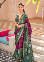 Monjolika Fashion Silk Foliage Prints Burgundy Patola Trendy Saree - Distacart