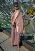 Monjolika Fashion Katan Silk Weaving Zari Work Light Purple Classic Saree