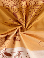 BOMBAY DYEING Beige & Yellow Printed Cotton 104 TC King Bedsheet With 2 Pillow Covers