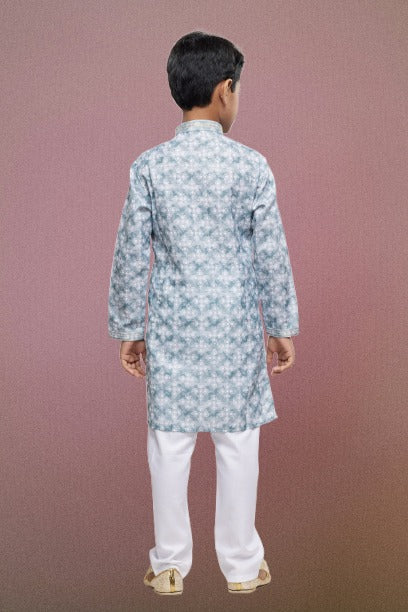 Raivat Ethnic Cotton Thread Work Kids Kurta Pajama In Sky Blue Colour