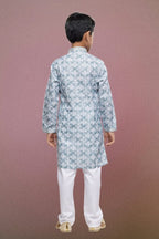 Raivat Ethnic Cotton Thread Work Kids Kurta Pajama In Sky Blue Colour