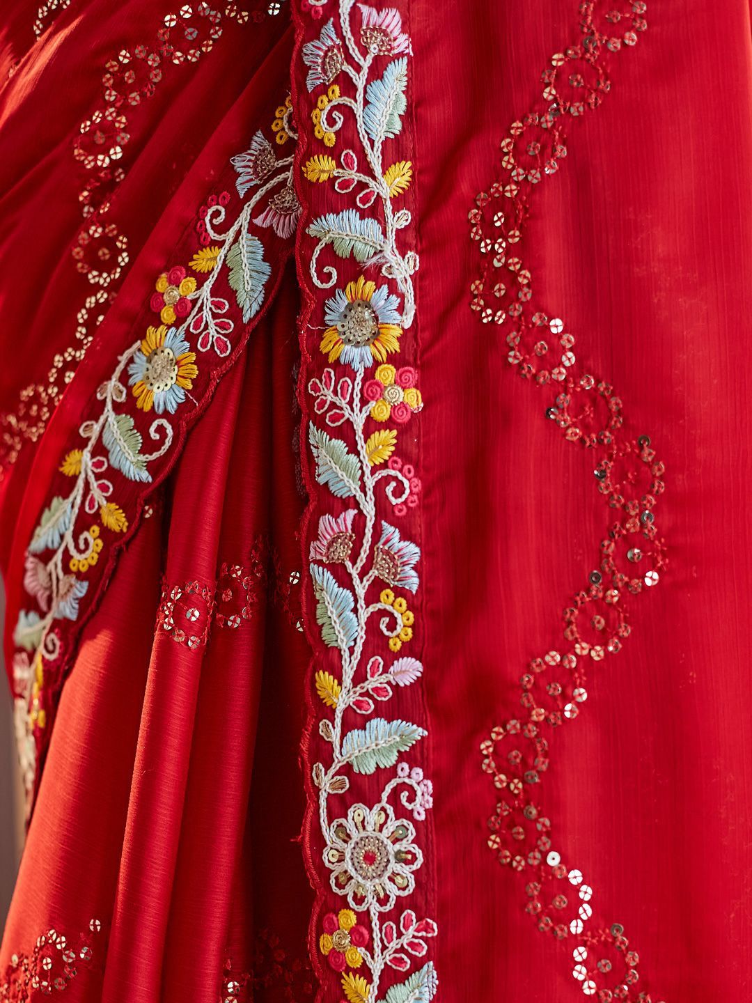 kasee Ethnic Motifs Kutchi Embroidery Pure Silk Saree - Distacart