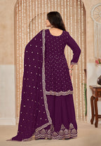 Monjolika Fashion Wine Color Embroidered Santoon Chinnon Salwar Suit - Distacart