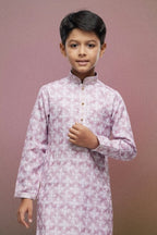 Raivat Ethnic Cotton Thread Work Kids Kurta Pajama In Pink Colour