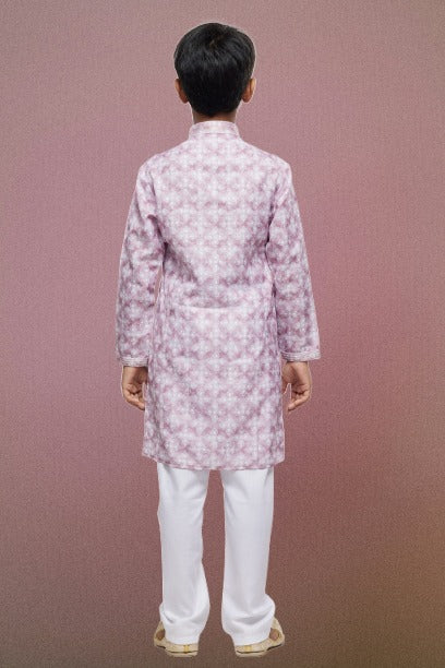 Raivat Ethnic Cotton Thread Work Kids Kurta Pajama In Pink Colour