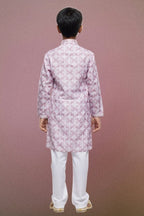 Raivat Ethnic Cotton Thread Work Kids Kurta Pajama In Pink Colour