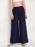 TAG 7 Women Red & Navy Blue Set of 2 Flared Ethnic Palazzos