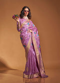 Monjolika Fashion Handloom Silk Weaving Trendy Saree In Lavender
