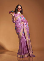 Monjolika Fashion Handloom Silk Weaving Trendy Saree In Lavender