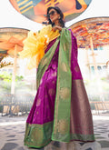 Monjolika Fashion Katan Silk Weaving Dark Magenta Contemporary Saree - Distacart