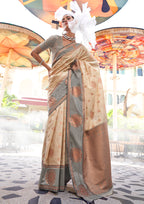 Monjolika Fashion Katan Silk Weaving Zari Designer Saree In Cream - Distacart