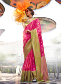 Monjolika Fashion Katan Silk Rani Pink Weaving Traditional Saree