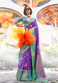 Monjolika Fashion Katan Silk Weaving Violet Trendy Saree