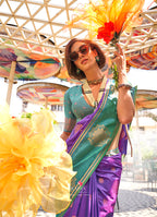 Monjolika Fashion Katan Silk Weaving Violet Trendy Saree