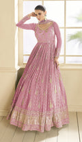 Anaita Purple Embroidered Viscose Jacquard Anarkali Suit - Distacart
