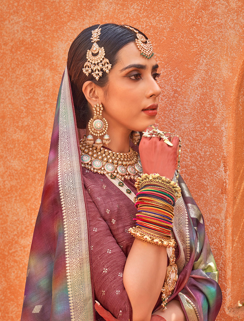 Monjolika Fashion Silk Multi Colour Foil Print Classic Saree - Distacart