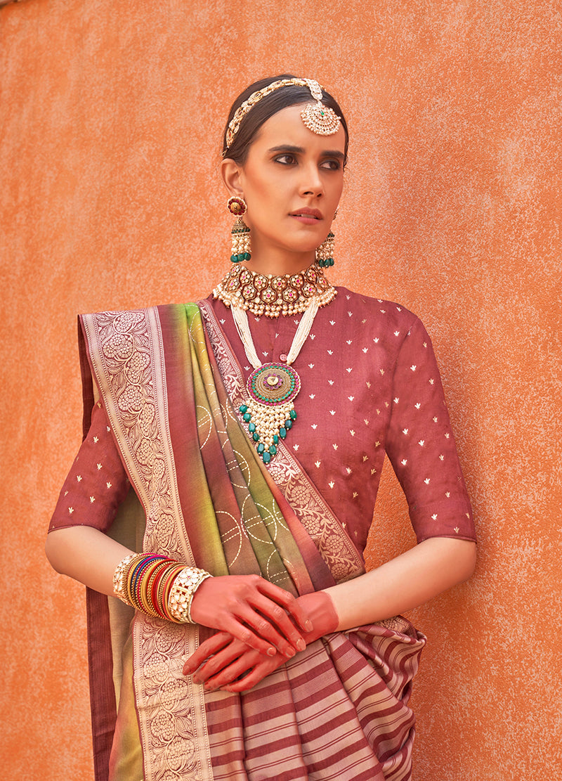 Monjolika Fashion Silk Foil Print Multi Colour Contemporary Saree - Distacart
