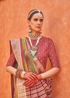 Monjolika Fashion Silk Foil Print Multi Colour Contemporary Saree - Distacart