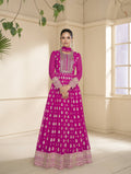 Anaita Pink Embroidered Viscose Jacquard Anarkali Suit - Distacart