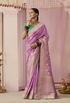 Monjolika Fashion Viscose Mauve Weaving Floral Printed Designer Saree - Distacart