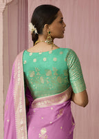 Monjolika Fashion Viscose Mauve Weaving Floral Printed Designer Saree - Distacart