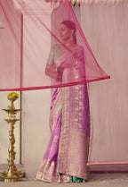 Monjolika Fashion Viscose Mauve Weaving Floral Printed Designer Saree - Distacart