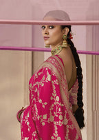 Monjolika Fashion Rani Pink Viscose Weaving Floral Printed Trendy Saree - Distacart
