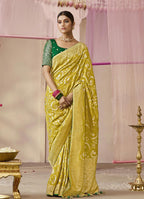 Monjolika Fashion Viscose Light Olive Weaving Floral Printed Trendy Saree - Distacart