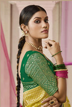 Monjolika Fashion Viscose Light Olive Weaving Floral Printed Trendy Saree - Distacart