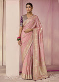 Monjolika Fashion Light Pink Weaving Floral Printed Viscose Designer Saree - Distacart