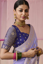 Monjolika Fashion Viscose Weaving Floral Printed Lavender Traditional Saree - Distacart