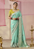 Monjolika Fashion Weaving Floral Printed Viscose Classic Saree In Aqua Blue - Distacart