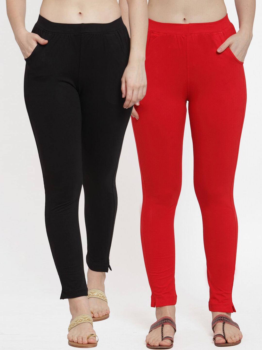 TAG 7 Women Pack Of 2 Solid Straight-Fit Ankle-Length Leggings