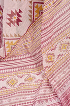 Vastranavya White Maroon Digital Printed Linen Ready To Wear Designer Saree with Unstitched Blouse - Distacart