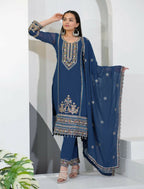 Teeya Creation Blue Color Faux Georgette Embroidery Work Party Wear Salwar Suit - Distacart