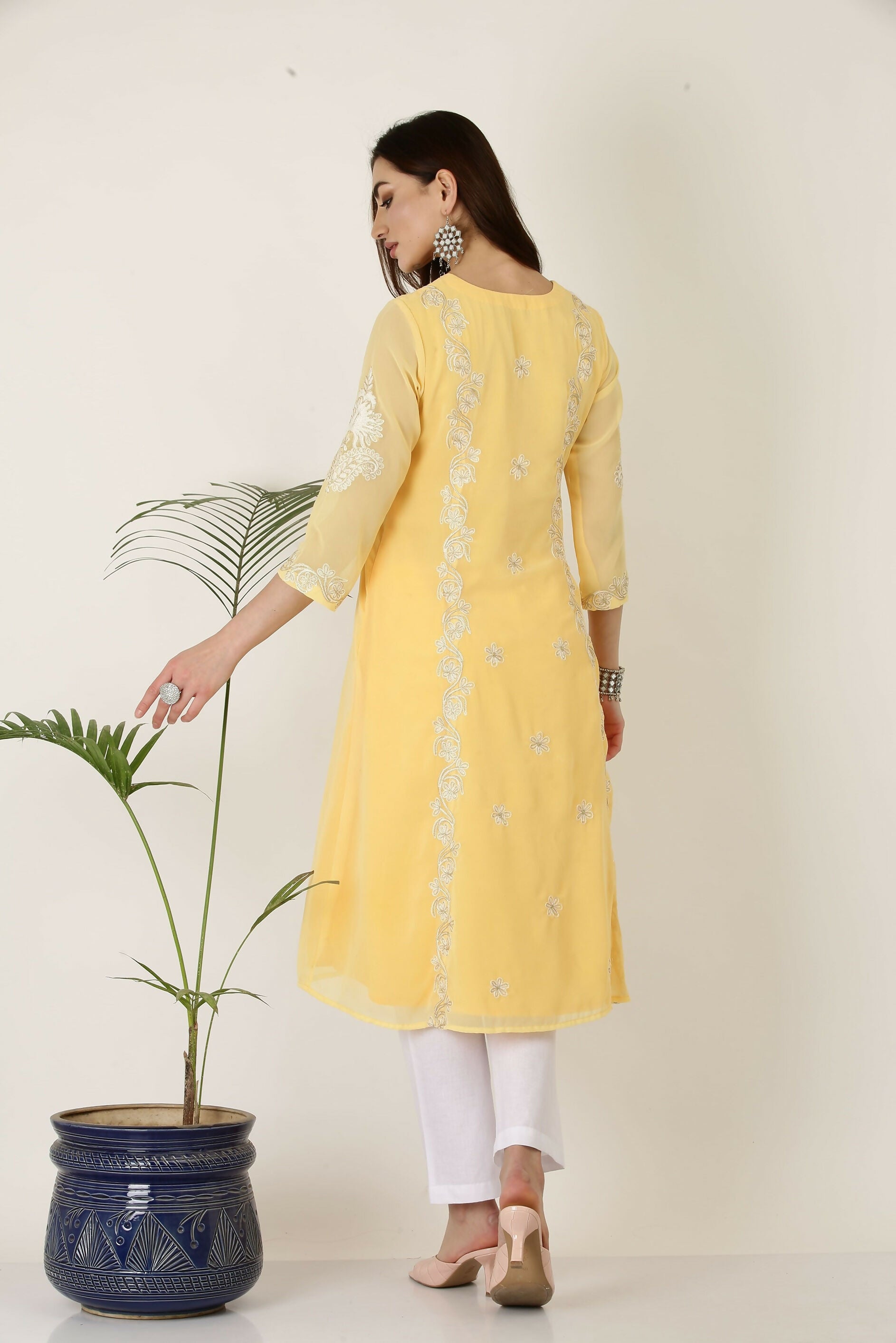 Joban Fashion Yellow Georgette Kurta Set - Distacart