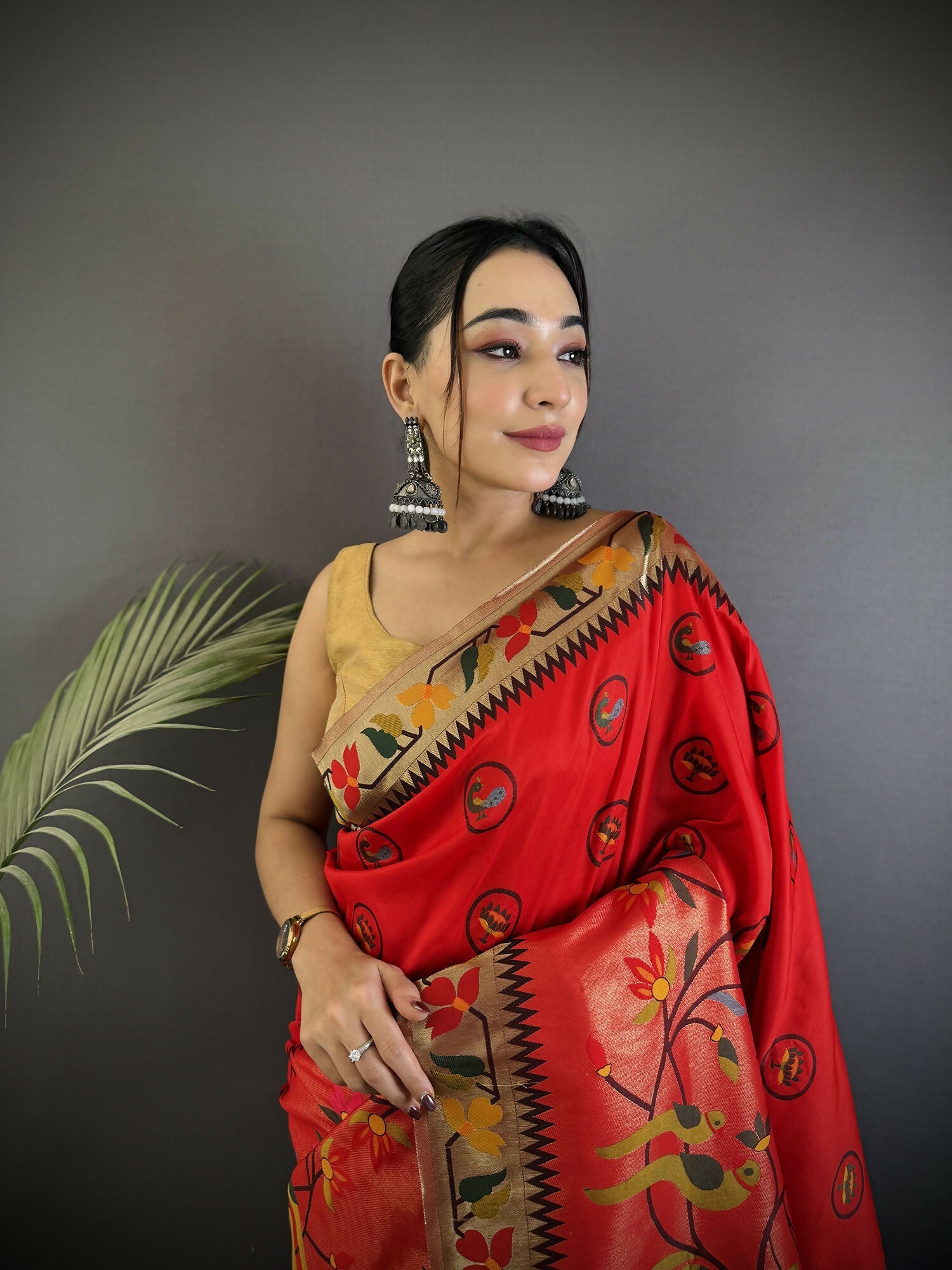 Joban Fashion Red Paithani Soft Silk Meenakari Saree - Distacart