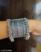 Tehzeeb Creations Women's Silver Colour Oxidised Bangle With Ghungroo - Distacart
