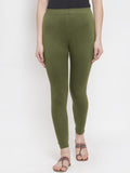 TAG 7 Women Olive Green Solid Ankle-Length Leggings