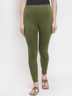 TAG 7 Women Olive Green Solid Ankle-Length Leggings