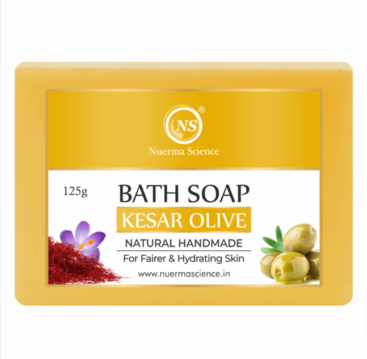 Nuerma Science Kesar Olive Bath Soap | Brightens & Nourishes Skin - Distacart