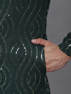 Sojanya Band Collar Sequined Pure Cotton Kurta