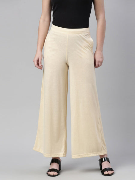 Souchii Beige Knitted Palazzos