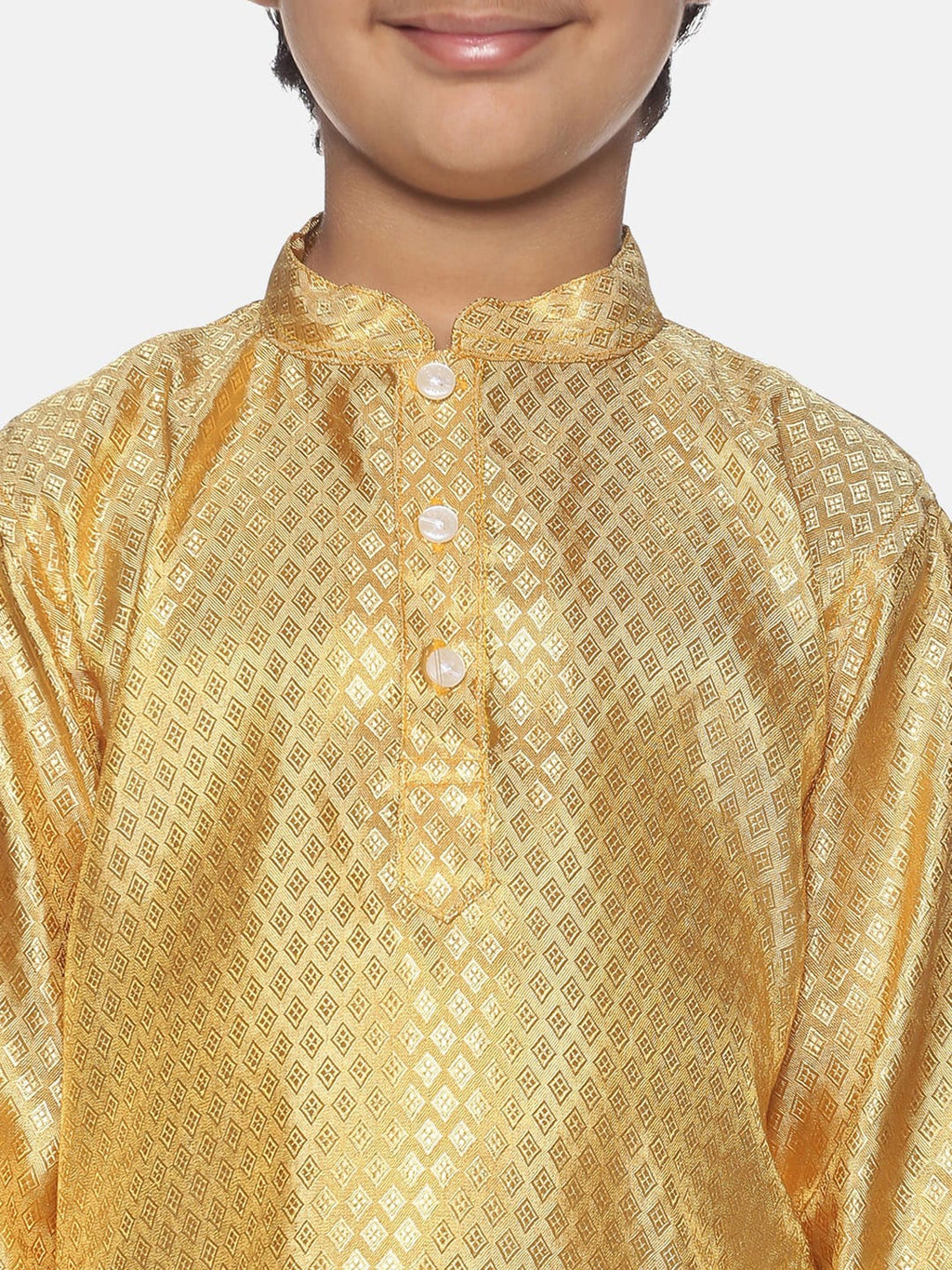Sethukrishna Boys Gold-Toned Kurta with Dhoti Pants