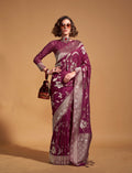 Monjolika Fashion Wine Silk Weaving Designer Traditional Saree - Distacart