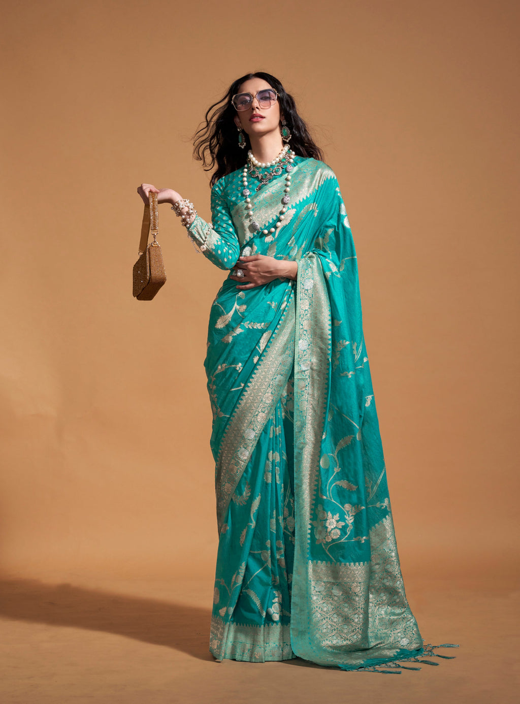 Monjolika Fashion Aqua Blue Silk Weaving Designer Traditional Saree - Distacart